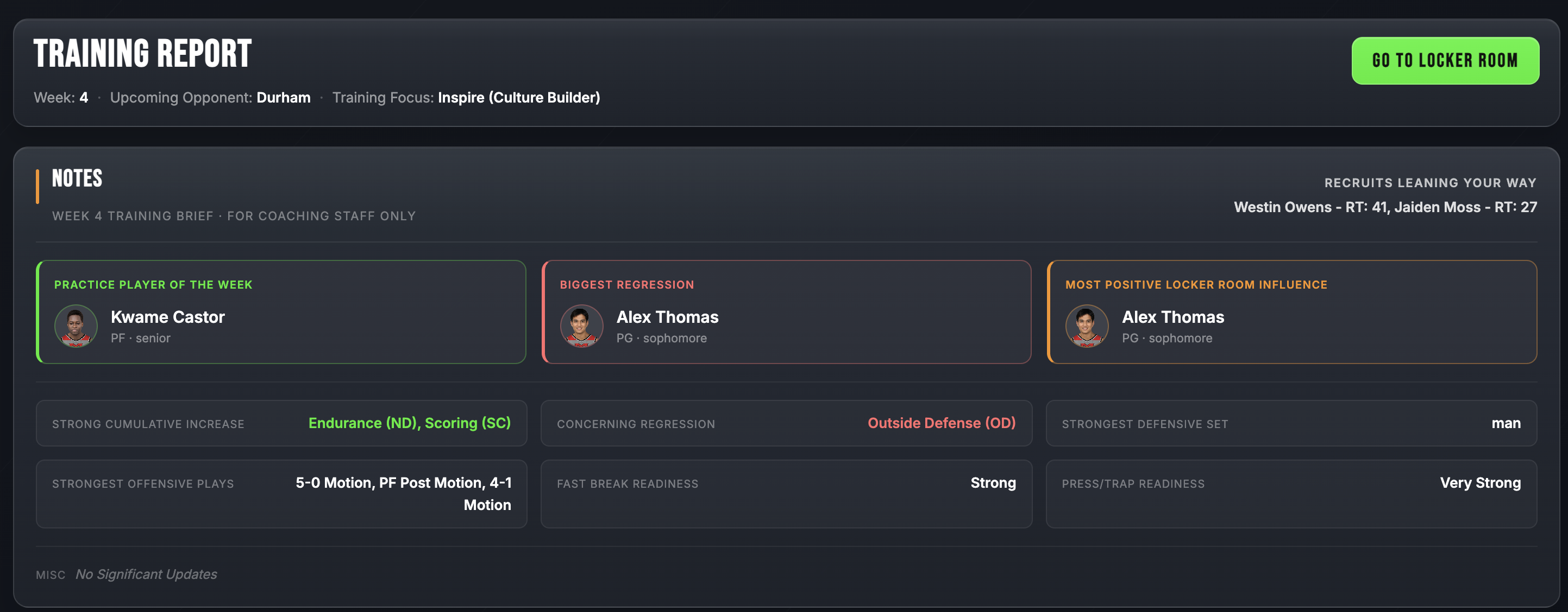 Training report header